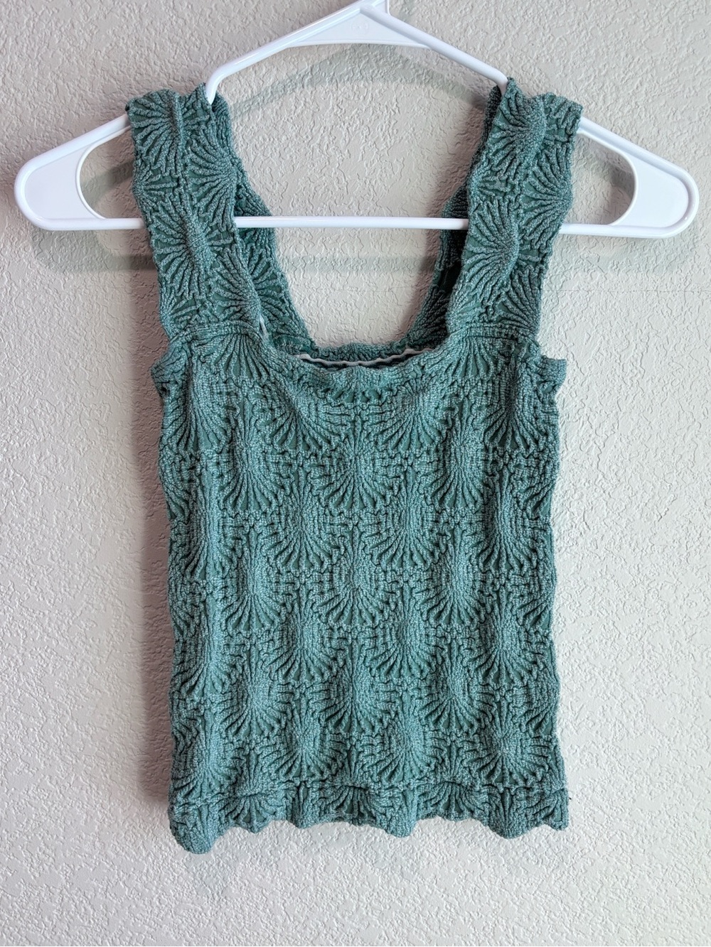 Intimately Free People Love Letter Dark Green Floral Jacquard Cropped Tank Top